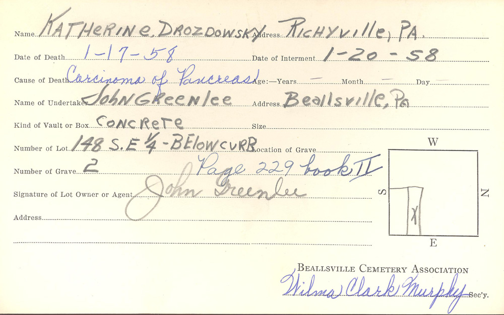 burial card